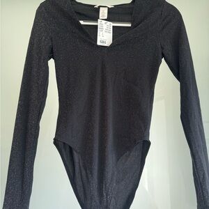 H&M Black Glittery Top